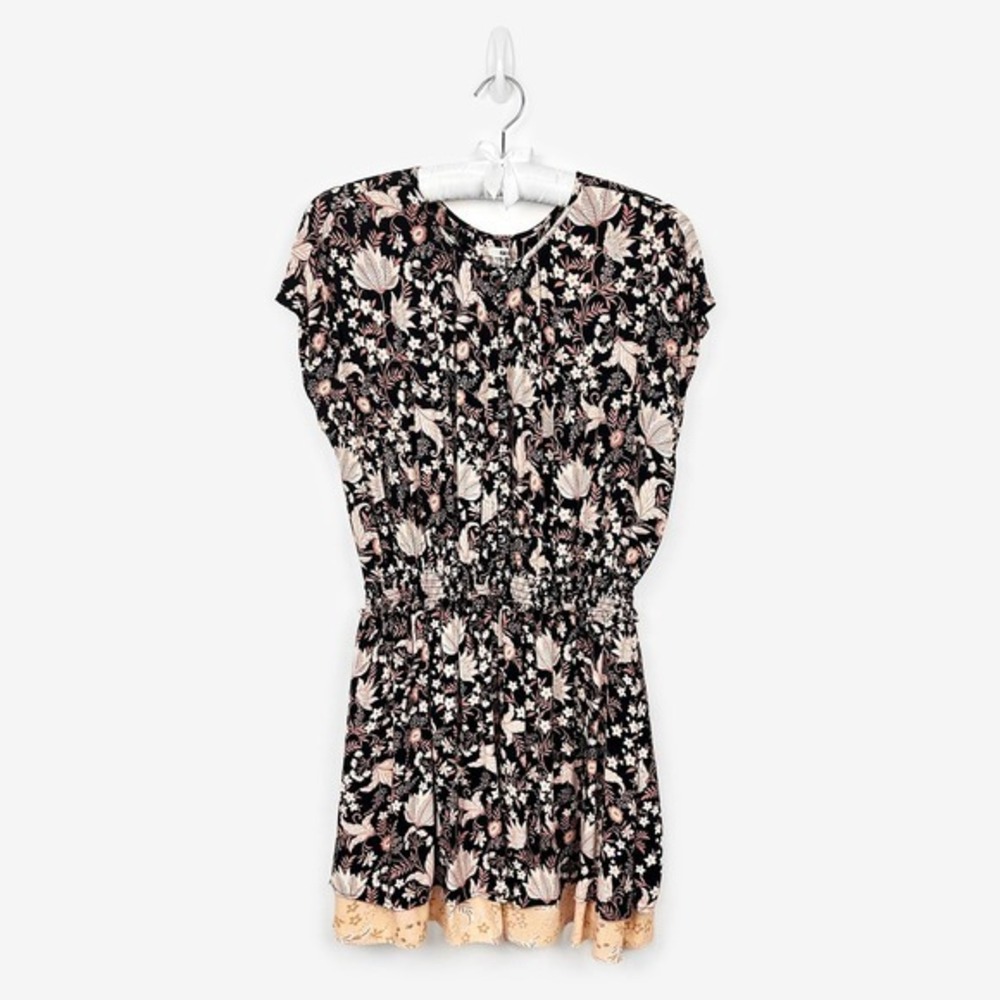 Amuse Society In Bloom Mini Dress Size M Brown Floral Boho Earth Girl Festival